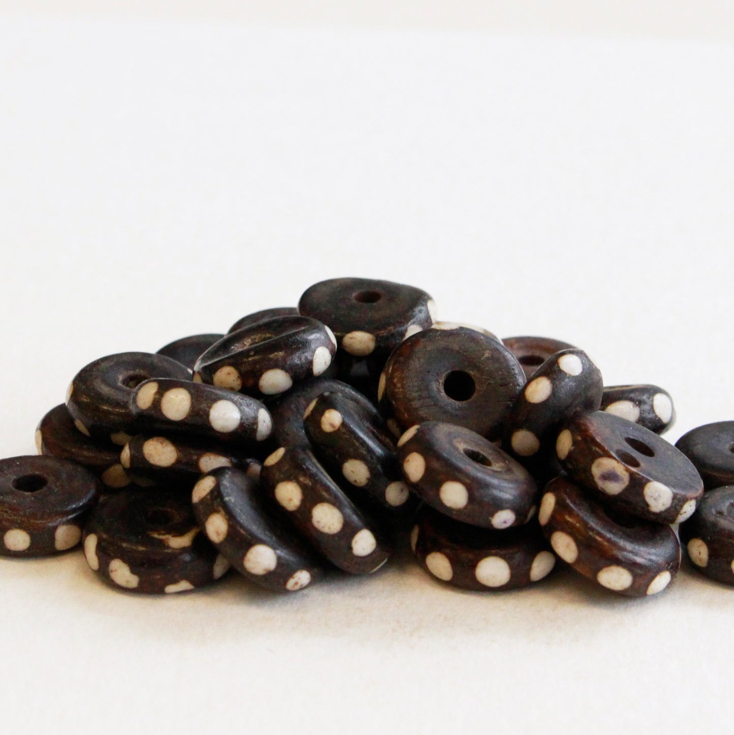 12.5mm Agate Wheel Beads with Dots - 10 or 30 beads