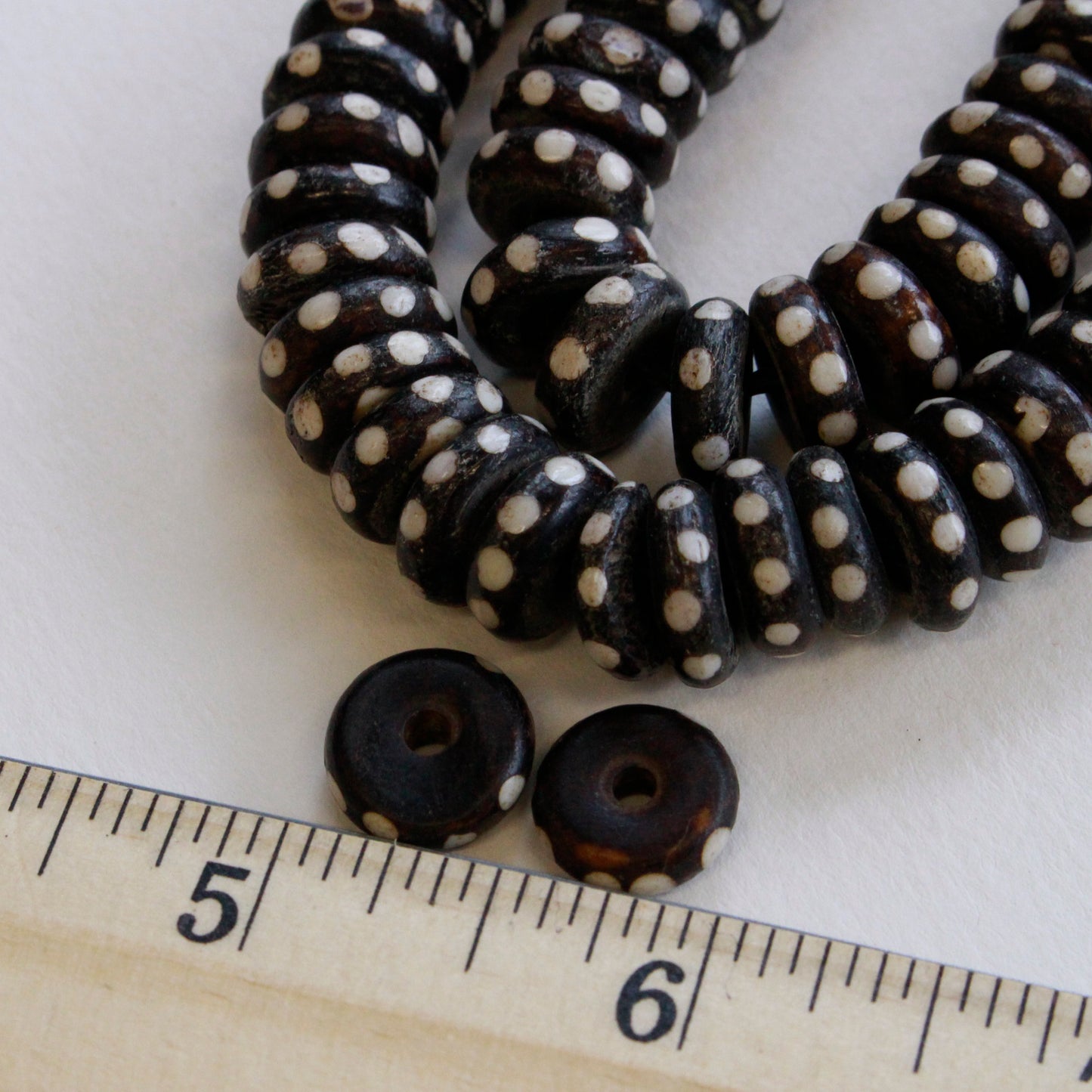 12.5mm Agate Wheel Beads with Dots - 10 or 30 beads